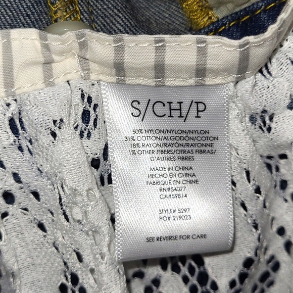 Cabi - The Dakota Removable Lace Denim Jacket Small Jean Chantilly Convertible - Picture 7 of 7